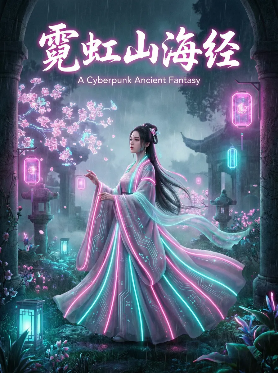 qq特效 古风奇缘短剧 - 霓虹山海经海报