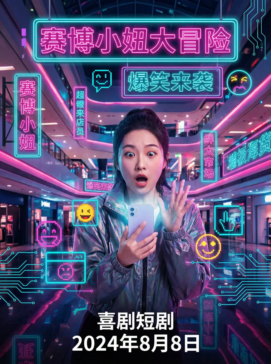 qq特效 搞笑喜剧短剧 - 赛博小妞大冒险海报